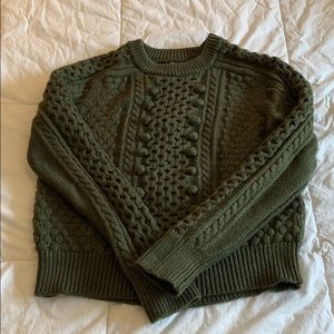 J Crew Olive Green Pom Sweater